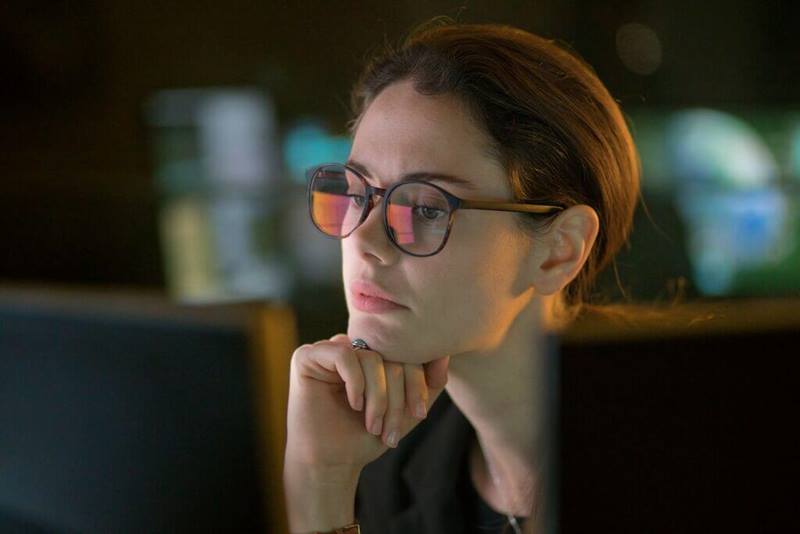 woman looking at screen