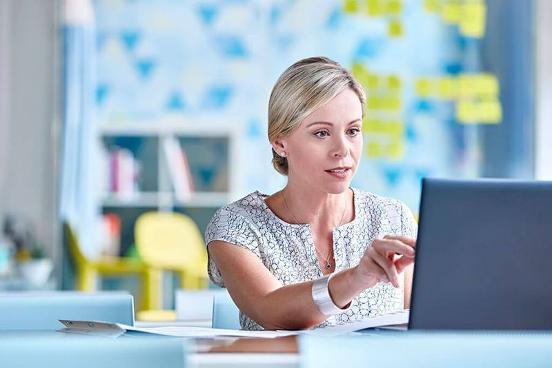 woman focused at work