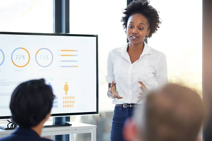 Businesswoman giving a presentation