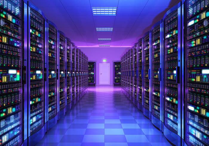 Server room interior in datacenter